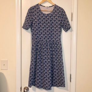Boden blue floral jersey dress 8L